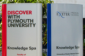 Signs for Plymouth and Exeter Universities